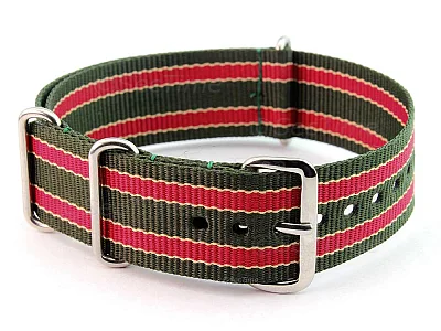 (image for) Nato Watch Strap G10 Military Nylon Divers Green/Beige/Maroon (9) 18mm