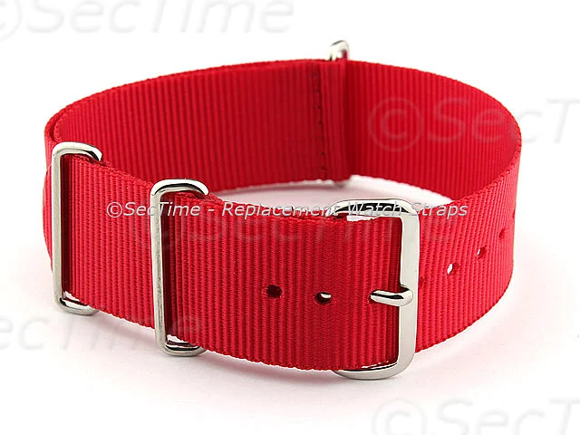 (image for) NATO G10 Watch Strap Military Nylon Divers (3 rings) Red 22mm