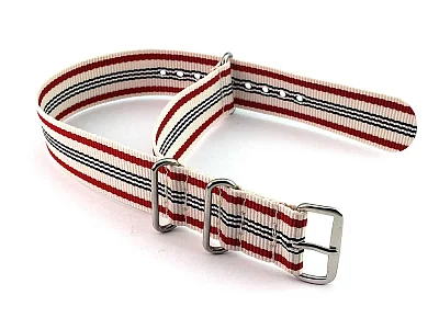 (image for) Nato Watch Strap G10 Military Nylon Divers White/Red/Black (11) 22mm (1)