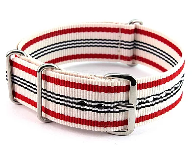 (image for) Nato Watch Strap G10 Military Nylon Divers White/Red/Black (11) 20mm