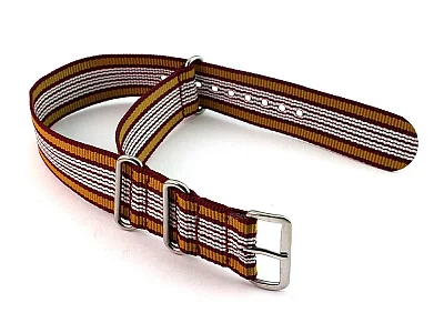 (image for) Nato Watch Strap G10 Military Nylon Divers Maroon/Mustard/W/G (17) 24mm (1)