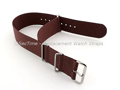 (image for) NATO G10 Watch Strap Military Nylon Divers (3 rings) Brown 22mm (1)