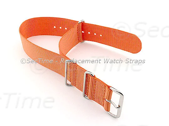 (image for) NATO G10 Watch Strap Military Nylon Divers (3 rings) Orange 24mm (1)