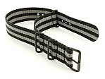 (image for) Bond-Style Nato G10 Nylon Watch Strap PVD Buckle Black/Grey 18mm