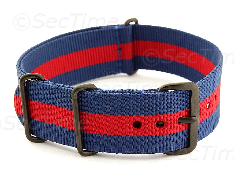 (image for) Nato G10 Nylon Watch Strap PVD Buckle Blue/Red (3) 22mm (1)