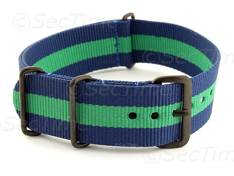 (image for) Nato G10 Nylon Watch Strap PVD Buckle Blue/Green (3) 22mm (1)