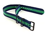 (image for) Nato G10 Nylon Watch Strap PVD Buckle Blue/Green (3) 18mm