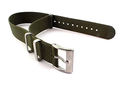 (image for) Ribbed Nylon Nato Watch Strap Military Divers Olive Green 22mm (1)