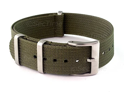 (image for) Ribbed Nylon Nato Watch Strap Military Divers Olive Green 21mm