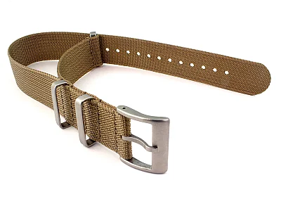 (image for) Ribbed Nylon Nato Watch Strap Military Divers Khaki 20mm (1)