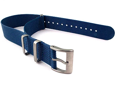 (image for) Ribbed Nylon Nato Watch Strap Military Divers Navy Blue 20mm (1)
