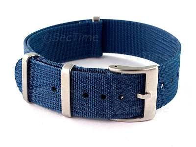 (image for) Ribbed Nylon Nato Watch Strap Military Divers Navy Blue 18mm