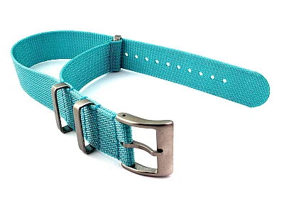 (image for) Ribbed Nylon Nato Watch Strap Military Divers Turquoise 20mm (1)