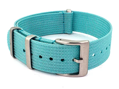 (image for) Ribbed Nylon Nato Watch Strap Military Divers Turquoise 24mm