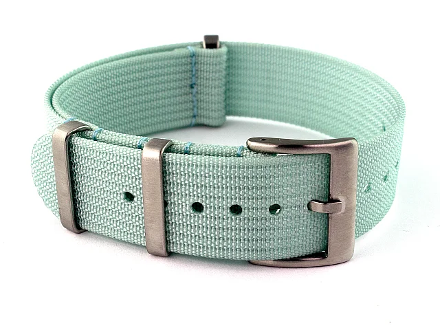 Ribbed Nylon Nato Watch Strap Military Divers Cyan 24mm (image for) Ribbed Nylon Nato Watch Strap Military Divers Cyan 24mm