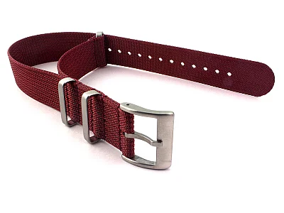 (image for) Ribbed Nylon Nato Watch Strap Military Divers Maroon 20mm (1)