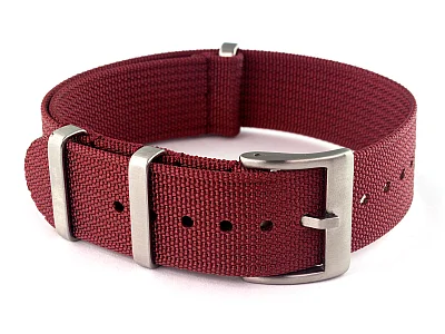(image for) Ribbed Nylon Nato Watch Strap Military Divers Maroon 20mm