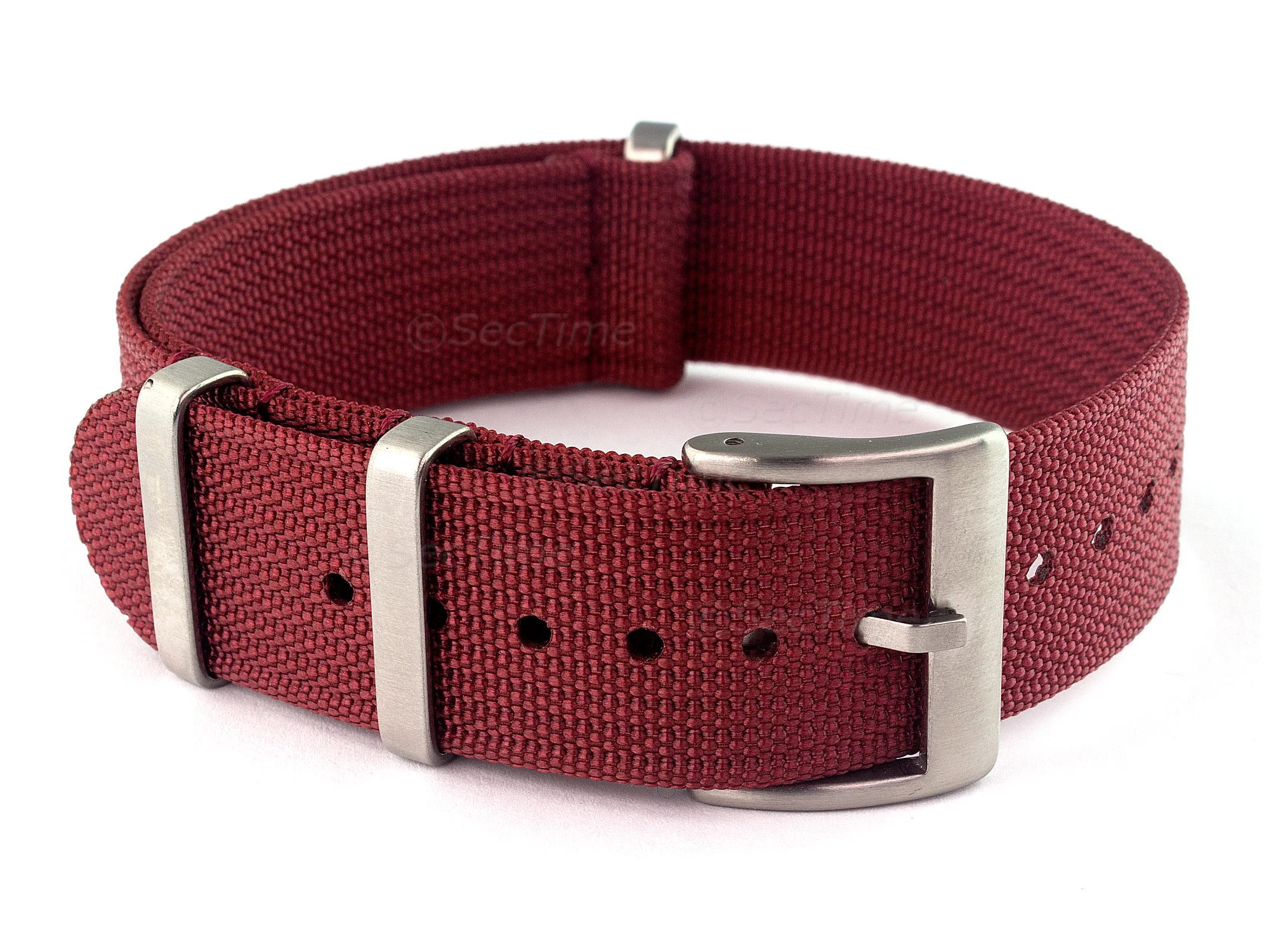 (image for) Ribbed Nylon Nato Watch Strap Military Divers Maroon 20mm