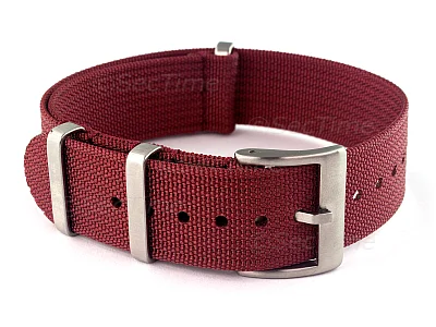 (image for) Ribbed Nylon Nato Watch Strap Military Divers Maroon 18mm