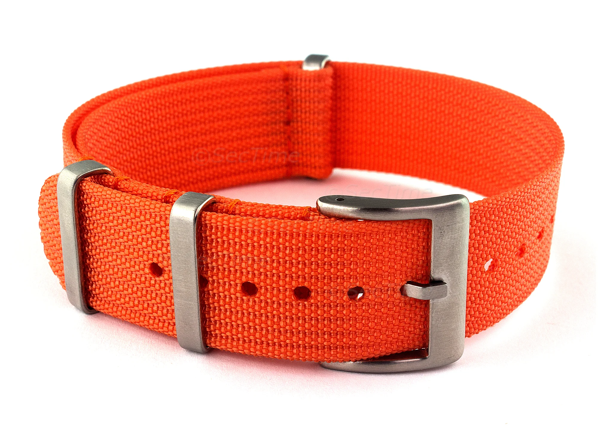 (image for) Ribbed Nylon Nato Watch Strap Military Divers Orange 20mm