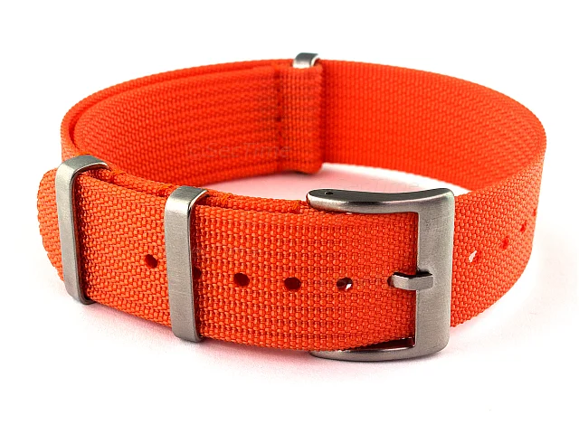 (image for) Ribbed Nylon Nato Watch Strap Military Divers Orange 20mm