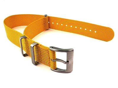(image for) Ribbed Nylon Nato Watch Strap Military Divers Mustard Yellow 20mm (1)