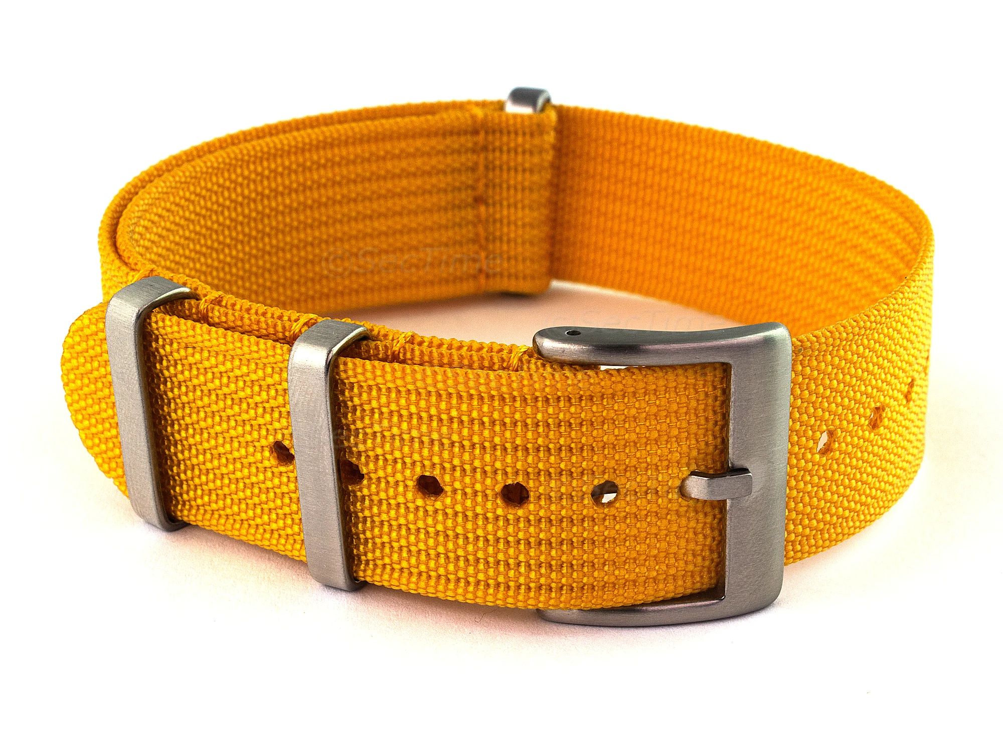 (image for) Ribbed Nylon Nato Watch Strap Military Divers Mustard Yellow 20mm