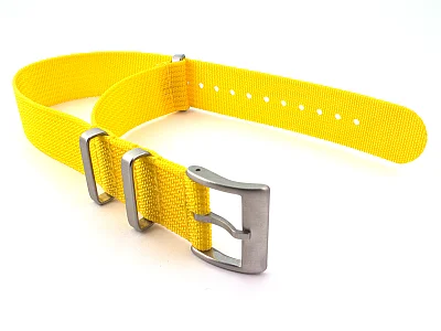 (image for) Ribbed Nylon Nato Watch Strap Military Divers Yellow 20mm (1)