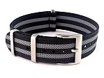 (image for) Ribbed Nylon Nato Watch Strap Military Divers Black/Grey (JB) 20mm