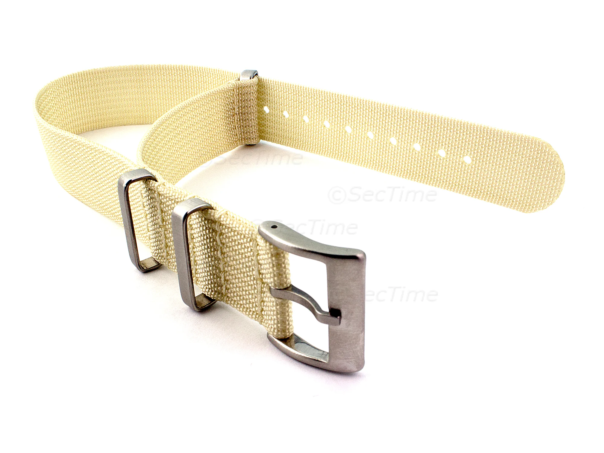 (image for) Ribbed Nylon Nato Watch Strap Military Divers Beige 20mm (1)