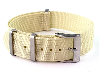 (image for) Ribbed Nylon Nato Watch Strap Military Divers Beige 22mm