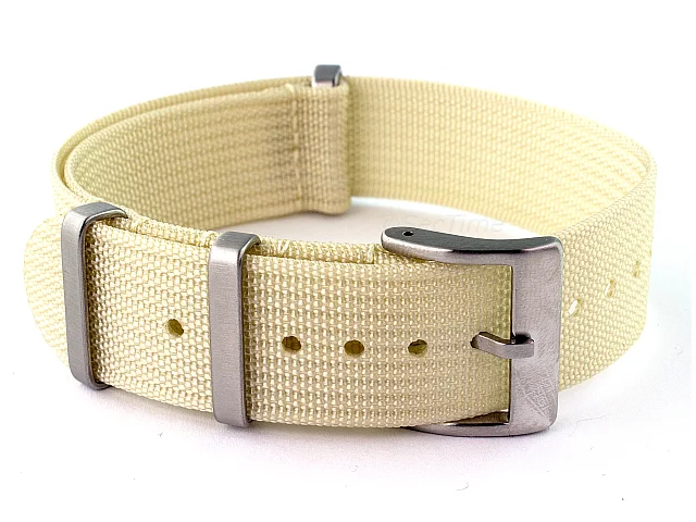 (image for) Ribbed Nylon Nato Watch Strap Military Divers Beige 20mm