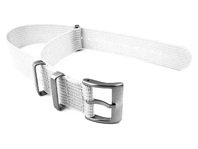 (image for) Ribbed Nylon Nato Watch Strap Military Divers White 20mm (1)