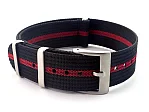 (image for) Ribbed Nylon Nato Watch Strap Military Divers Black/Red (3) 20mm