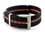 (image for) Ribbed Nylon Nato Watch Strap Military Divers Black/Orange (3) 20mm