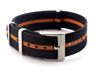 Ribbed Nylon Nato Watch Strap Military Divers Black/Orange (3) 22mm (image for) Ribbed Nylon Nato Watch Strap Military Divers Black/Orange (3) 22mm
