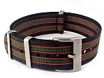 (image for) Ribbed Nylon Nato Watch Strap Military Divers Black/Red/Green (9) 18mm