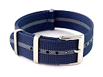 (image for) Ribbed Nylon Nato Watch Strap Military Divers Navy Blue/Grey (3) 20mm