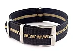 (image for) Ribbed Nylon Nato Watch Strap Military Divers Black/Beige (3) 20mm