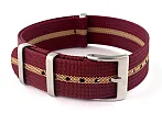 (image for) Ribbed Nylon Nato Watch Strap Military Divers Maroon/Beige (3) 20mm