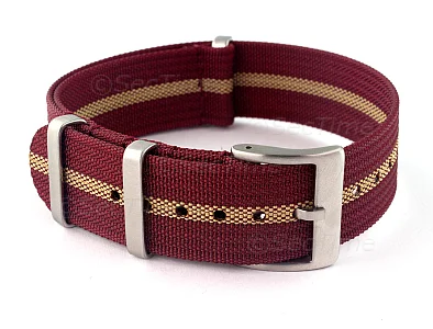 (image for) Ribbed Nylon Nato Watch Strap Military Divers Maroon/Beige (3) 22mm