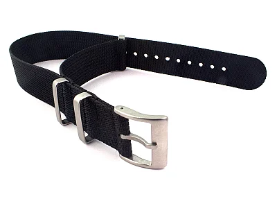 (image for) Ribbed Nylon Nato Watch Strap Military Divers Black 20mm (1)
