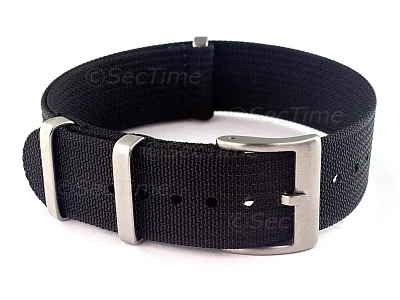 (image for) Ribbed Nylon Nato Watch Strap Military Divers Black 18mm