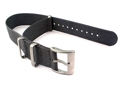(image for) Ribbed Nylon Nato Watch Strap Military Divers Ash Grey 22mm (1)