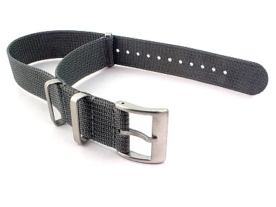 (image for) Ribbed Nylon Nato Watch Strap Military Divers Grey 20mm (1)