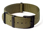 (image for) Ribbed Nylon Nato Watch Strap PVD Military Divers Olive Green 19mm