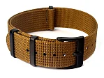 (image for) Ribbed Nylon Nato Watch Strap PVD Military Divers Khaki-Brown 19mm