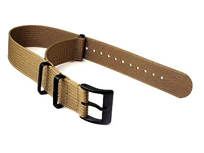 (image for) Ribbed Nylon Nato Watch Strap PVD Military Divers Khaki 24mm (1)