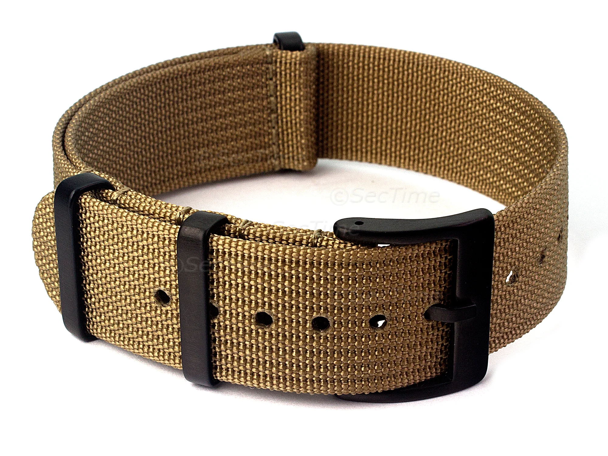 (image for) Ribbed Nylon Nato Watch Strap PVD Military Divers Khaki 24mm