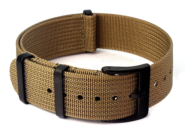 (image for) Ribbed Nylon Nato Watch Strap PVD Military Divers Khaki 24mm